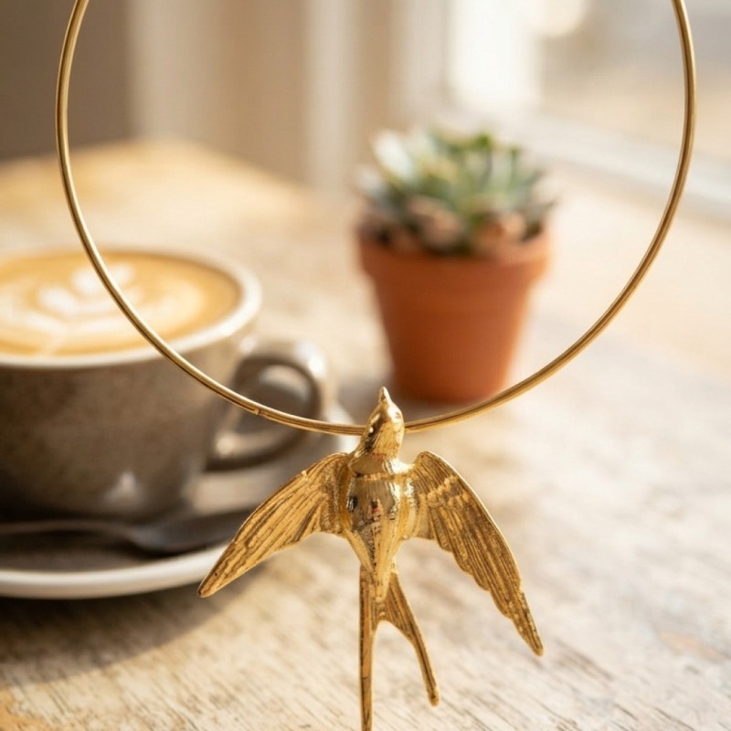 Kırlangıç Model Gold Renk Choker Kadın Kolye