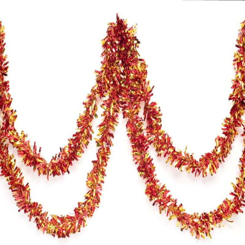 Kırmızı Altın Renk Garland Çİft Renk Sim Süs