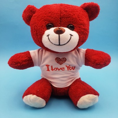 Kırmızı I Love You Tişörtlü Peluş Ayıcık