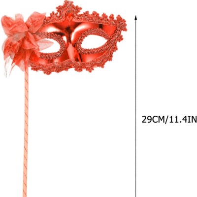 Kırmızı Işıltılı Tutmalı Fotoğraf Çekimi Maskesi 