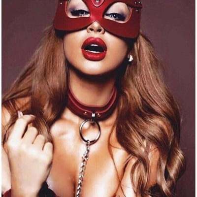 Kırmızı Maske Tasma Ve Bacak Kelepce Sexy Set