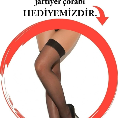 Kırmızı Özel Bölgesi Açık Dantelli Jartiyerli Gecelik TM1269