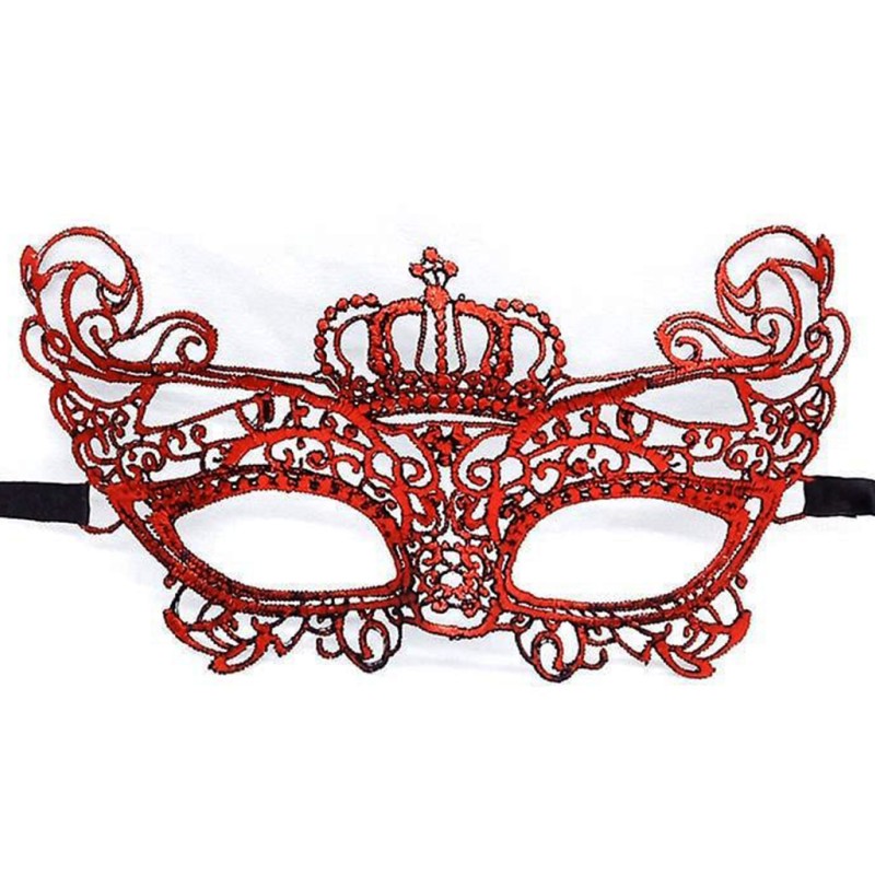 Kırmızı Renk Dantel Örgü İşlemeli Parti Maskesi Model 2