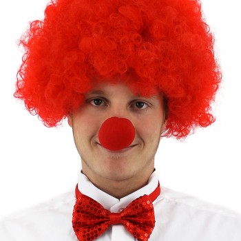 Kırmızı Renk Kıvırcık Afro Palyaço Seti