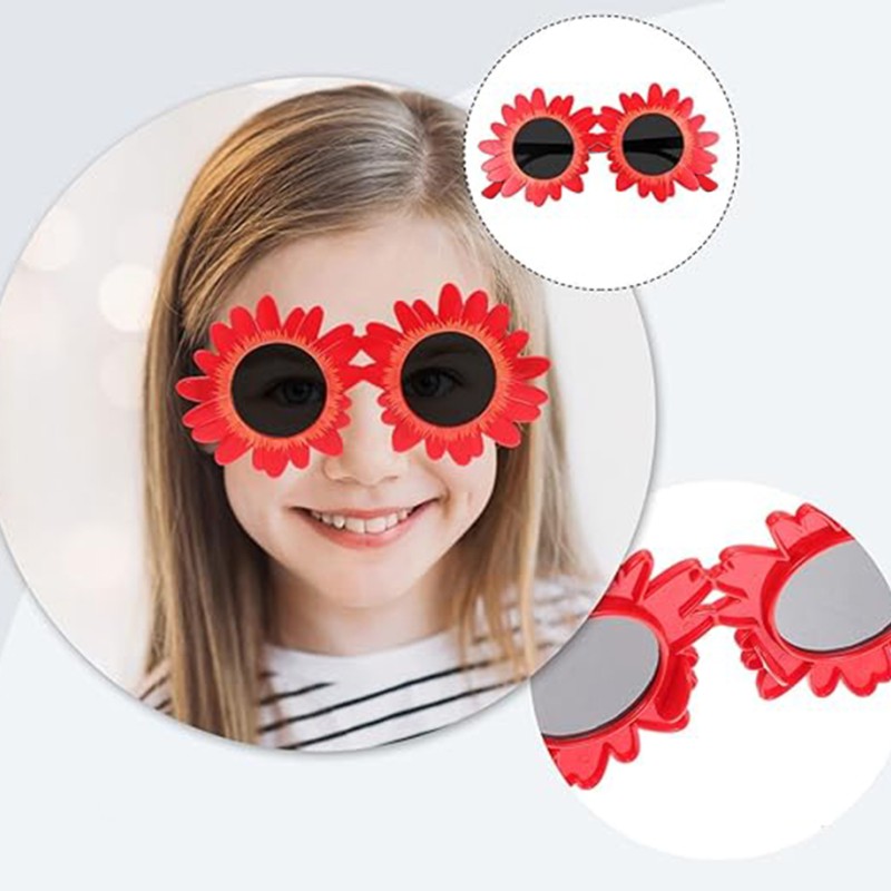Kırmızı Renk Papatya Şekilli Parti Gözlüğü 