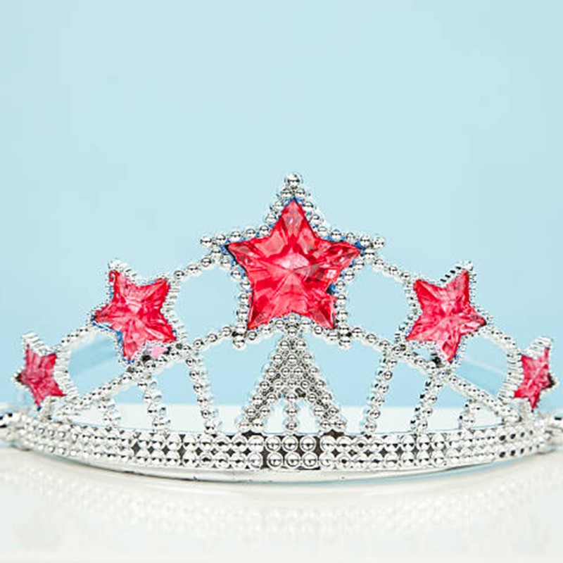 Kırmızı Yıldız Taşlı Plastik Elsa Tacı Çocuk Boy