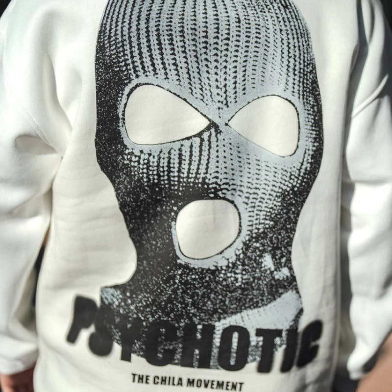 Kışlık Bisiklet Yaka Baskılı SweatShirt - Beyaz -