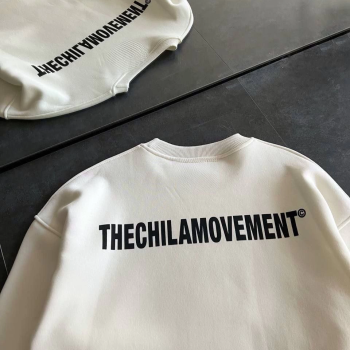 Kışlık Bisiklet Yaka Oversize Baskılı SweatShirt - Beyaz -