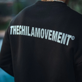 Kışlık Bisiklet Yaka Oversize Baskılı SweatShirt - Siyah -