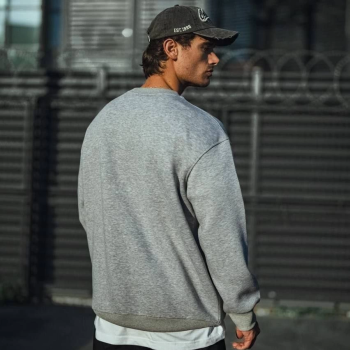 Kışlık Bisiklet Yaka Üç İplik Basic SweatShirt - Gri -