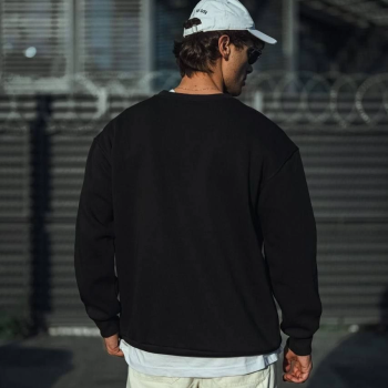 Kışlık Bisiklet Yaka Üç İplik Basic SweatShirt - Siyah -