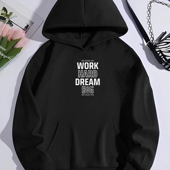 Kışlık Üç İplik Kapüşonlu SweatShirt - Siyah -