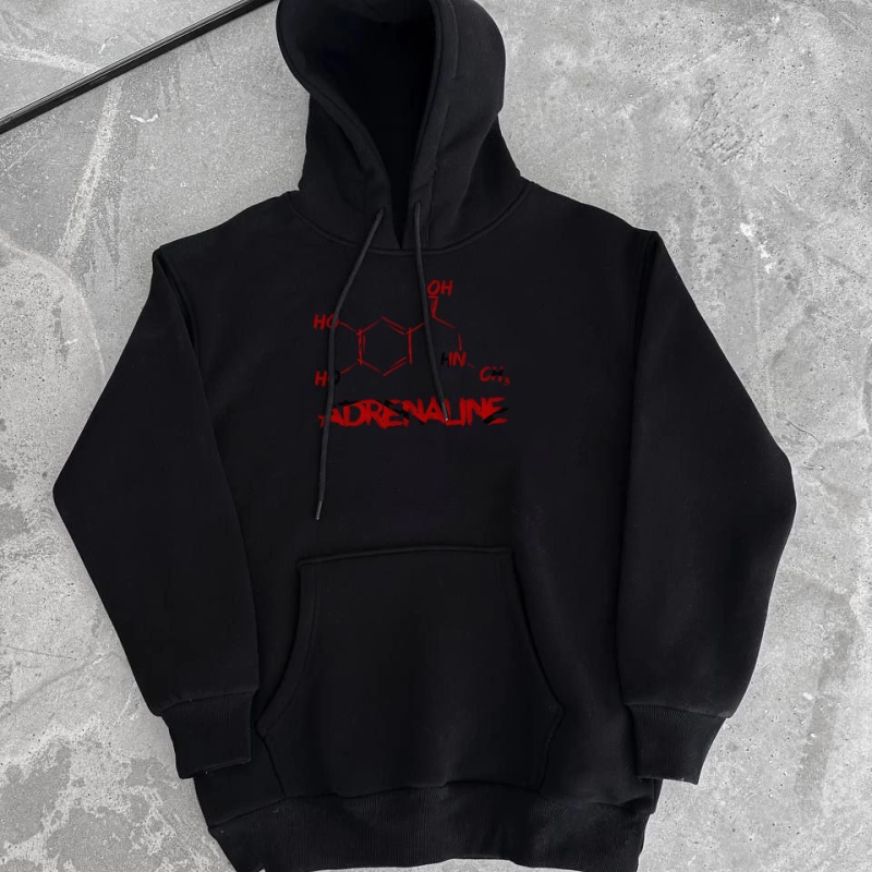 Kışlık Uzun Kol Kapüşonlu SweatShirt - Siyah