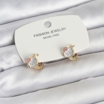 Kitty Model Gold Renk Pirinç Çocuk Küpe