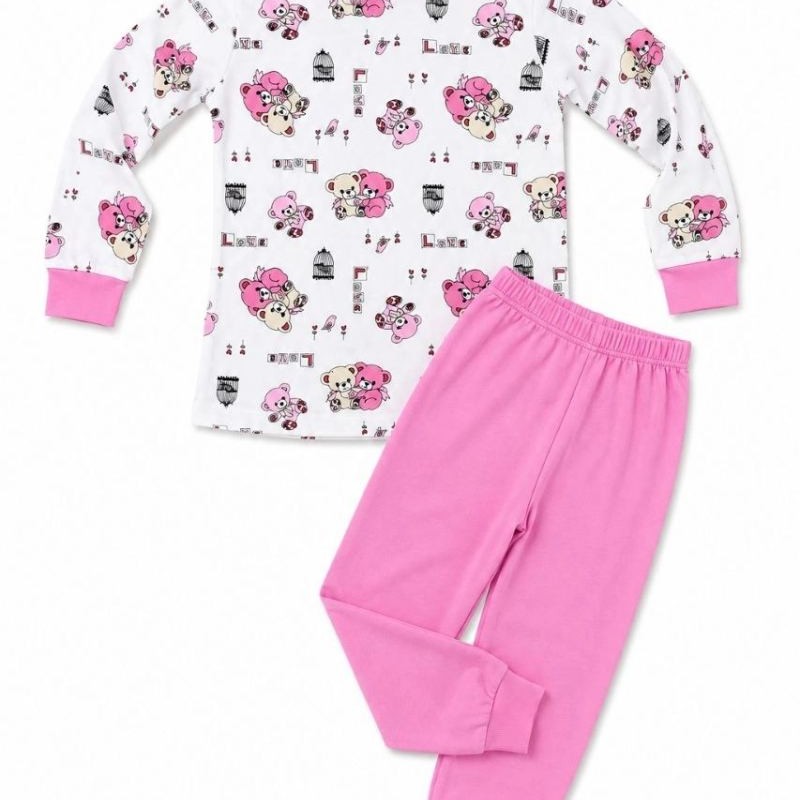 Kız Çocuk Premium Penye Koala Desenli Uzun Kollu Pijama Takımı 2-11 Yaş - Pembe