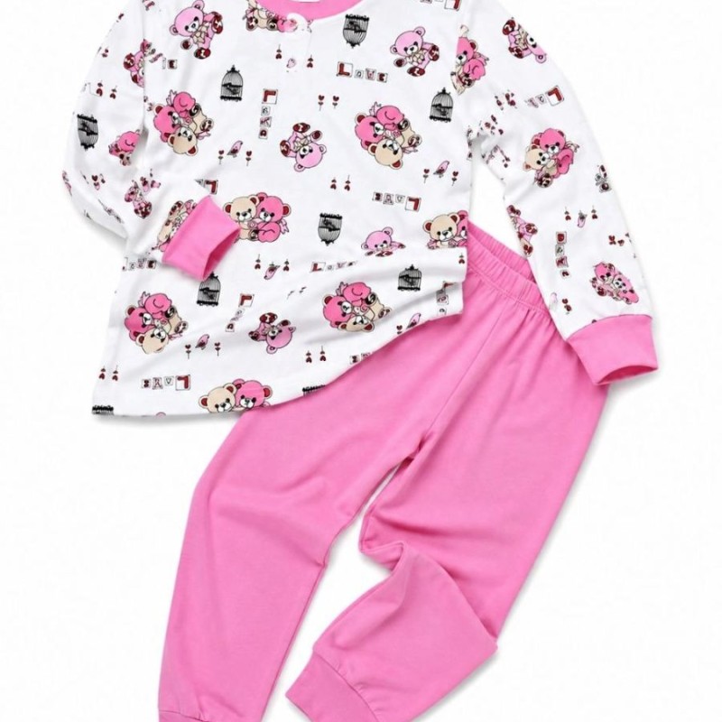 Kız Çocuk Premium Penye Koala Desenli Uzun Kollu Pijama Takımı 2-11 Yaş - Pembe