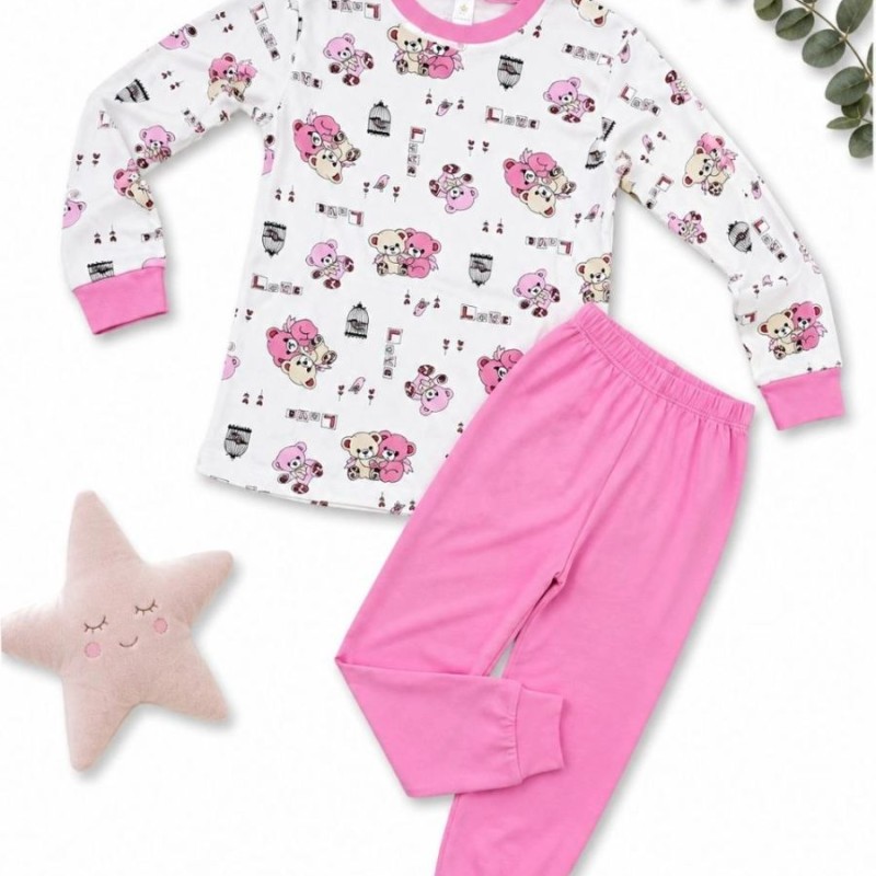 Kız Çocuk Premium Penye Koala Desenli Uzun Kollu Pijama Takımı 2-11 Yaş - Pembe