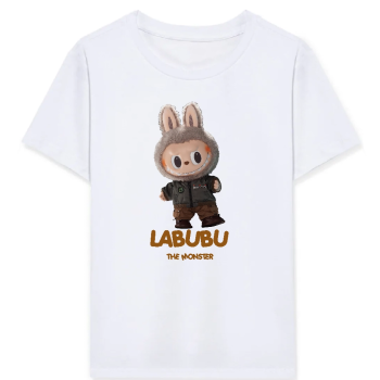 Kız Labubu Çocuk Baskılı T-Shirt - Beyaz
