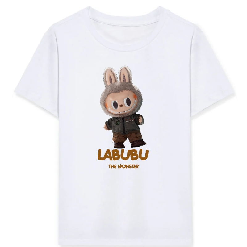 Kız Labubu Çocuk Baskılı T-Shirt - Beyaz