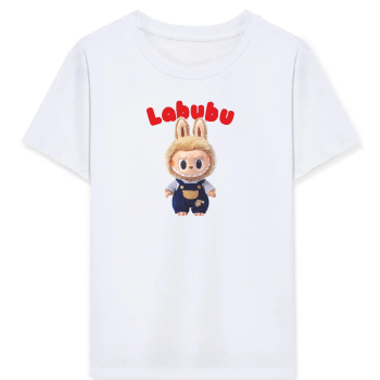 Kız Labubu Çocuk Baskılı T-Shirt - Beyaz