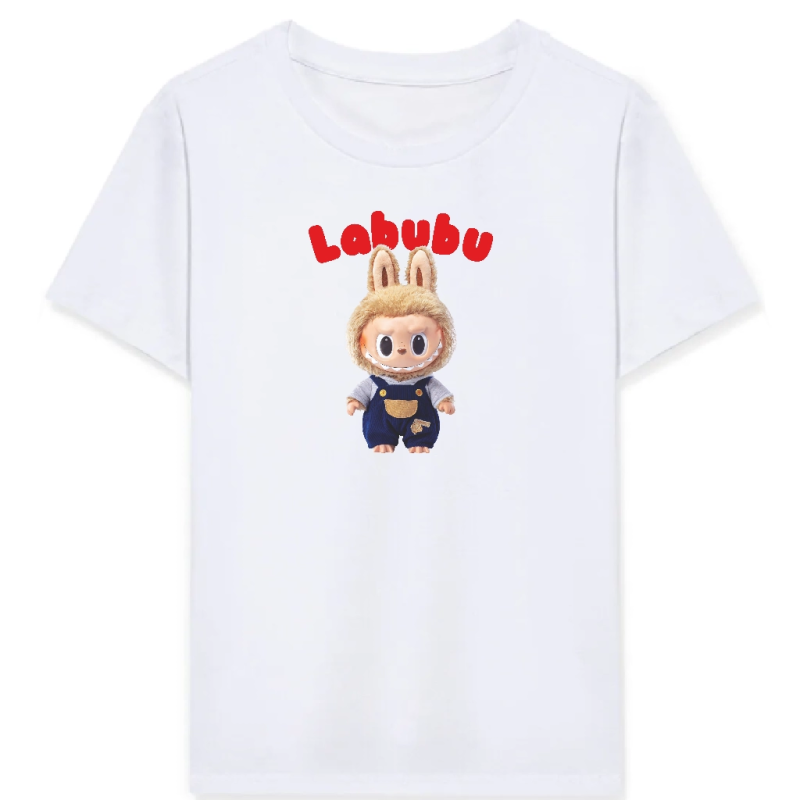 Kız Labubu Çocuk Baskılı T-Shirt - Beyaz