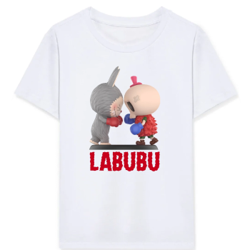 Kız Labubu Çocuk Baskılı T-Shirt - Beyaz