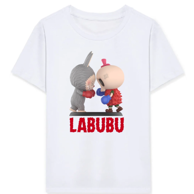 Kız Labubu Çocuk Baskılı T-Shirt - Beyaz
