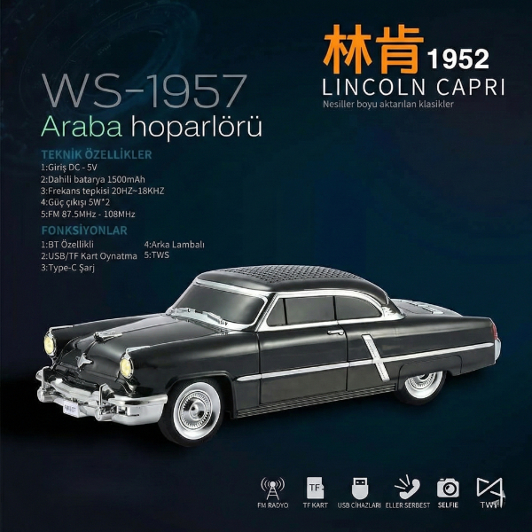 Klasik Araba Tasarımlı Bluetooth Hoparlör 