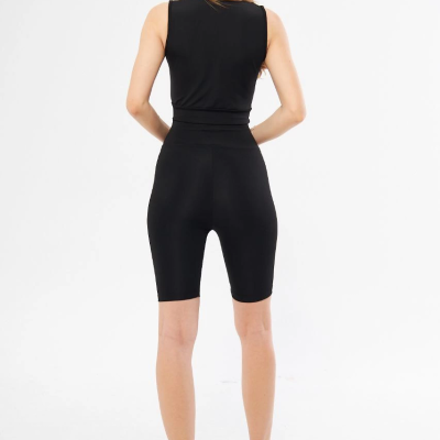 Kolsuz Dalgiç Baskılı Crop - Siyah