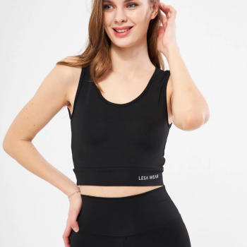 Kolsuz Dalgiç Baskılı Crop - Siyah