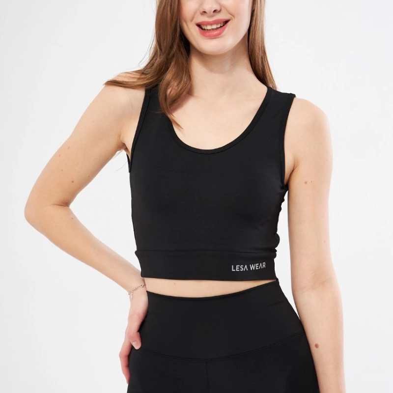 Kolsuz Dalgiç Baskılı Crop - Siyah