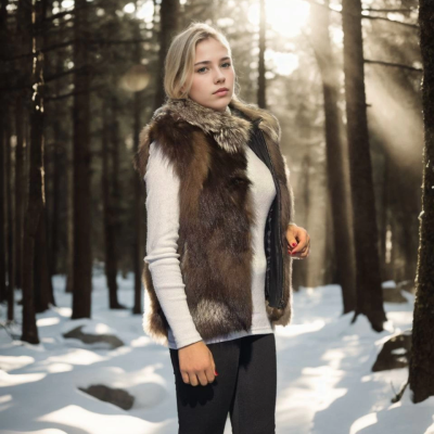 Kolsuz Fermuarlı Yelek - Kahve -