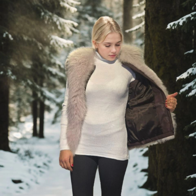 Kolsuz Fermuarlı Yelek - Kahve -