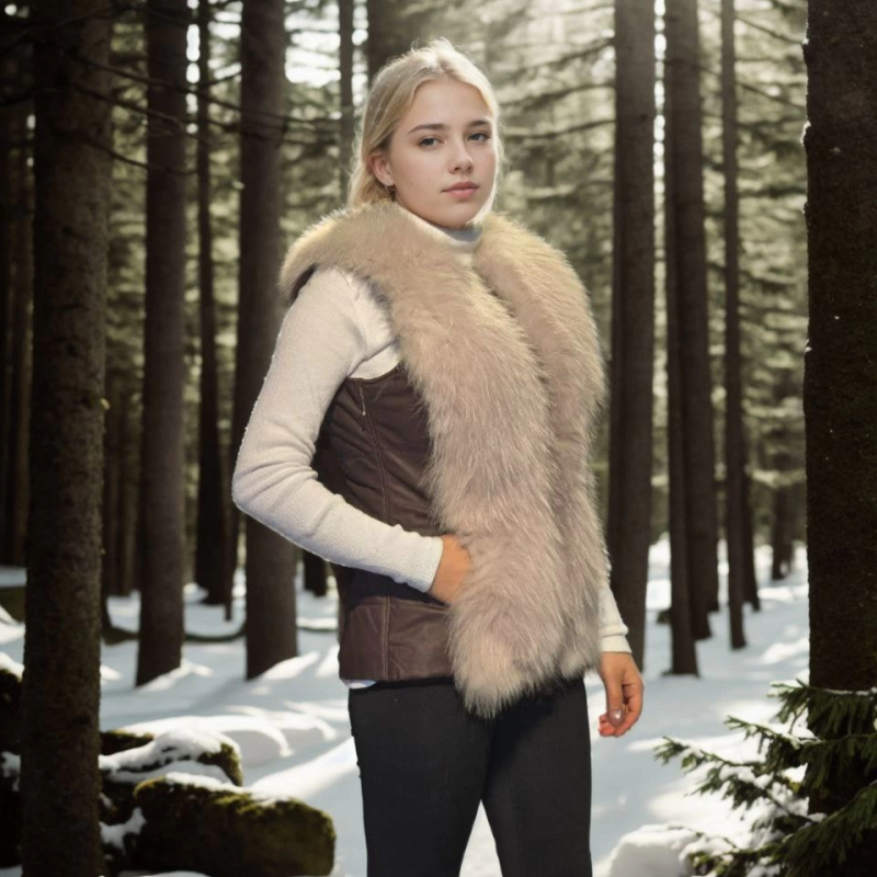 Kolsuz Fermuarlı Yelek - Kahve -