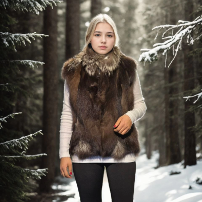 Kolsuz Fermuarlı Yelek - Kahve -