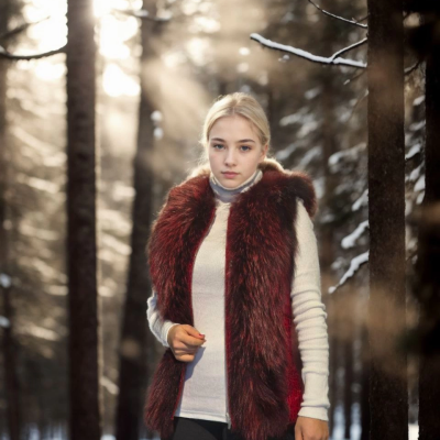 Kolsuz Fermuarlı Yelek - Kırmızı -