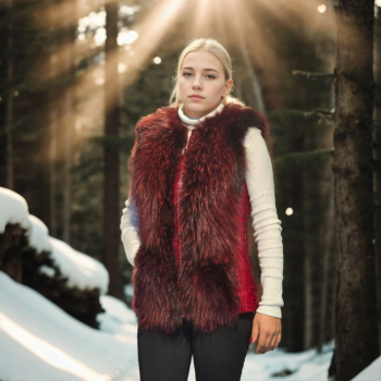 Kolsuz Fermuarlı Yelek - Kırmızı -