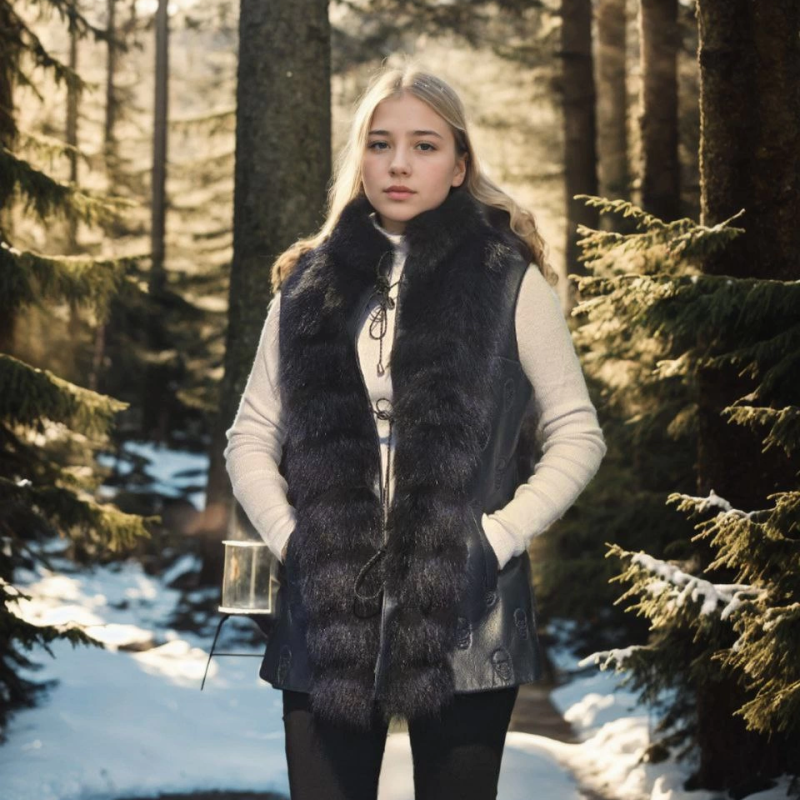 Kolsuz Fermuarlı Yelek - Lacivert -