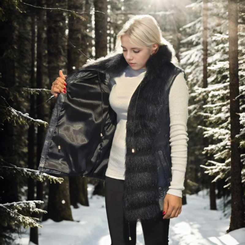 Kolsuz Fermuarlı Yelek - Lacivert -