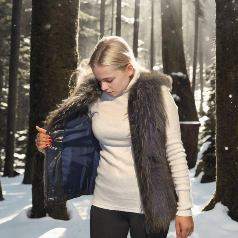 Kolsuz Fermuarlı Yelek - Siyah -