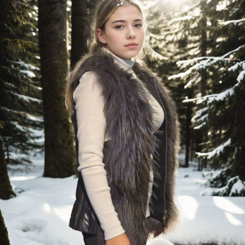 Kolsuz Fermuarlı Yelek - Siyah -