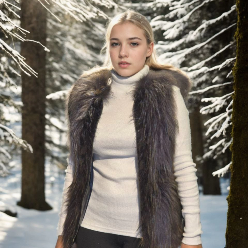 Kolsuz Fermuarlı Yelek - Siyah -