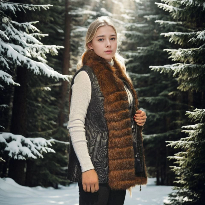 Kolsuz Fermuarlı Yelek - Siyah -