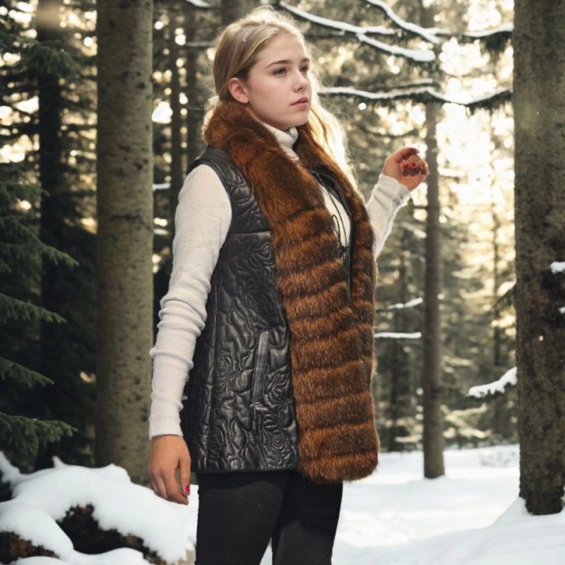 Kolsuz Fermuarlı Yelek - Siyah -