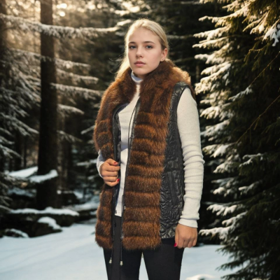 Kolsuz Fermuarlı Yelek - Siyah -