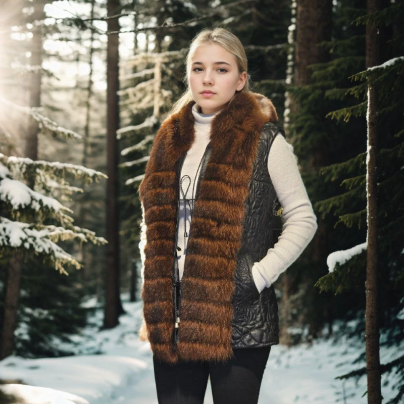 Kolsuz Fermuarlı Yelek - Siyah -