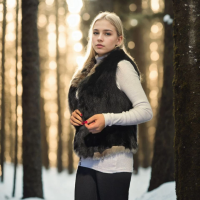 Kolsuz Fermuarlı Yelek - Siyah -