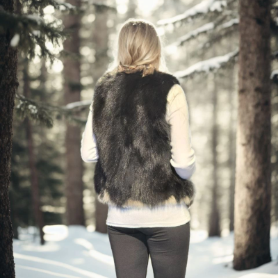 Kolsuz Fermuarlı Yelek - Siyah -