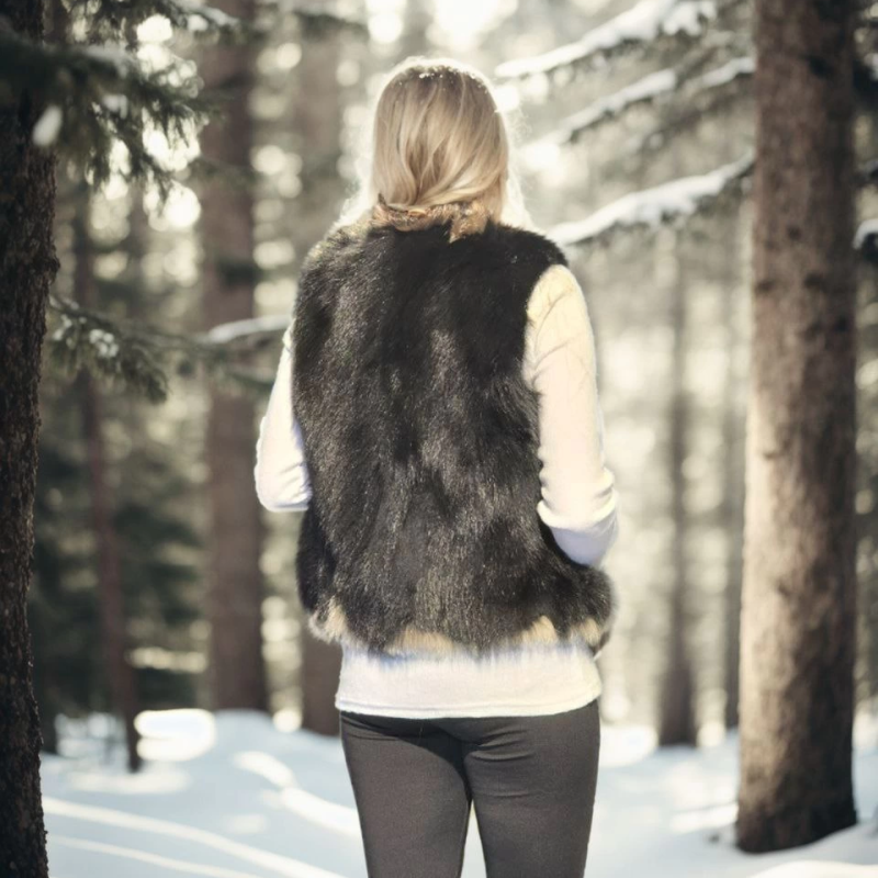 Kolsuz Fermuarlı Yelek - Siyah -