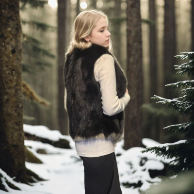 Kolsuz Fermuarlı Yelek - Siyah -